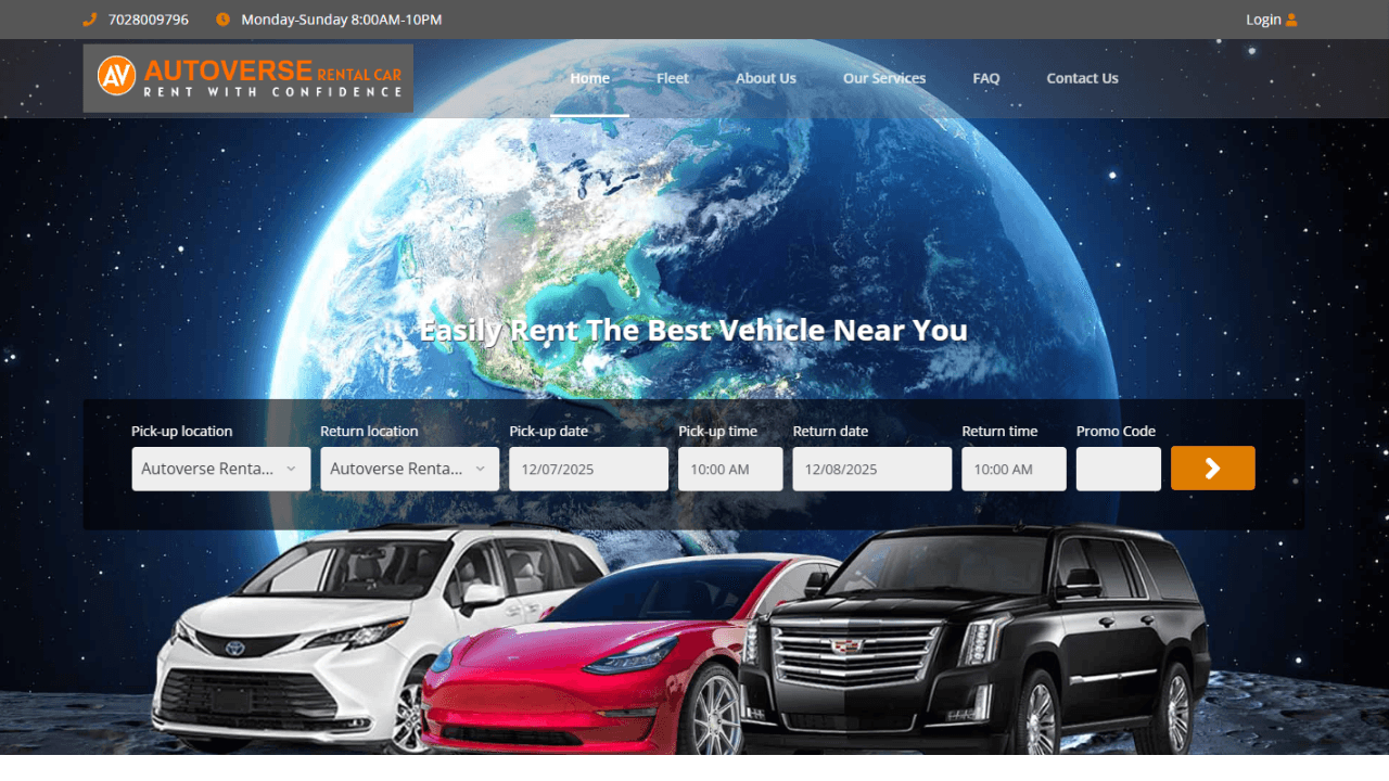 Autoverse Rental Car Website desing and Local SEO